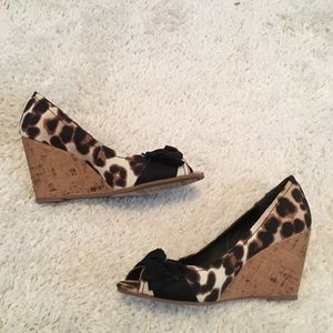 Rampage ‘Kardinal’ Leopard Peep-Toe Cork Wedge 7.5